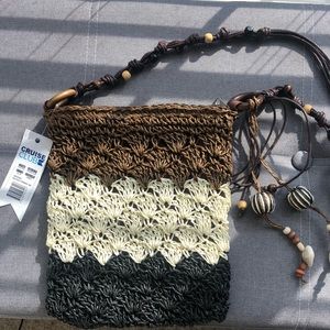 Brown/White/Black Beach Cross Body - beach bag - Summer Crossbody Purse